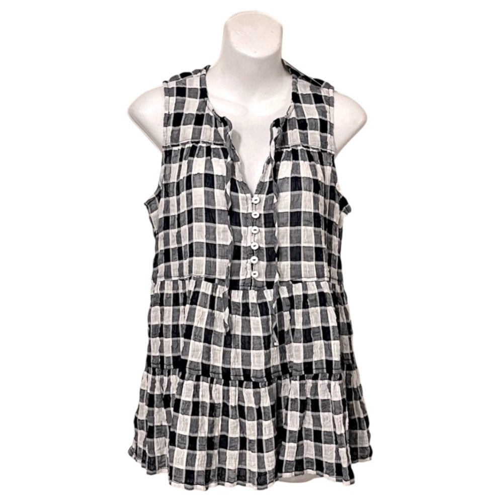 Anthropologie Pilcro & The Letterpress Sleeveless Gingham Check Seersucker Top